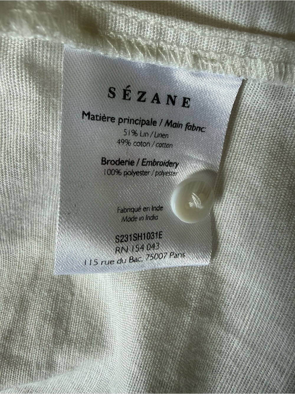 Sézane Lilia Blouse White Linen Cotton Embroidered Lace Ruffle Collar FR38 US6 - Picture 10 of 11
